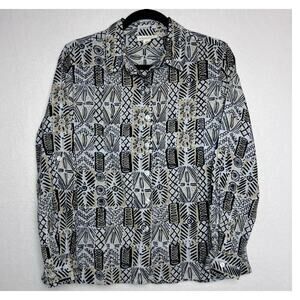 Appleseed's Petite Button Up Floral Print Adjustable Sleeve Blouse Size PS